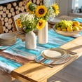 thumbnail image 4 of Turquoise Brown Round 13 Inch Placemats Set of 4, Abstract Wood Grain Gradient Stripes HeatResistant Non Slip Place Mats for Dining Table, Wipeable Braided Kitchen Table Mats for Housewarming, 4 of 9