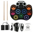 thumbnail image 2 of Drum Electric Drum Set Portable Drum Pad Kit 9 Pads Built in Speaker LED Display Screen Monitoring with Colored Lights 2 Drum Stick 2 Foot Pedals USB Or Battery Powered Musical, 2 of 7
