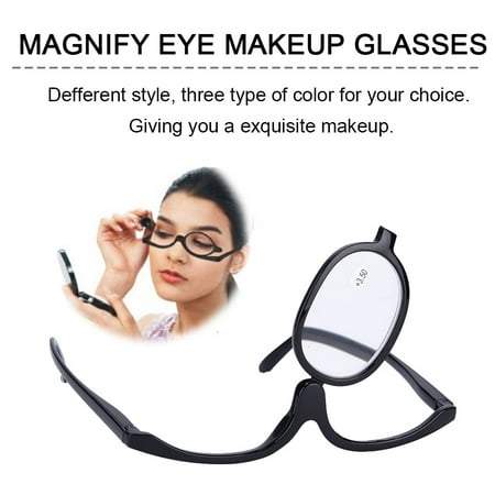 Yosoo Women Makeup Glasses,Magnify Eye Makeup Glasses Single Lens Rotating Glasses Women Makeup Essential Tool,Magnify Makeup Glasses
