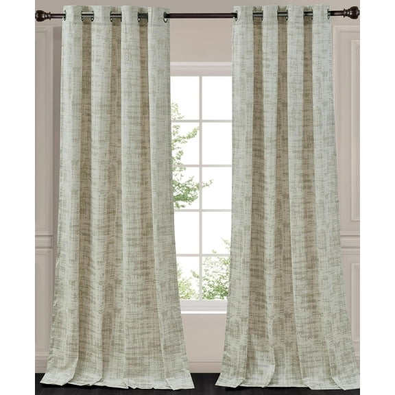 Chezmoi Collection Parker Premium Textured Velvet Grommet Curtain Set, 2 Panels with 2 Tiebacks, Elegant Bedroom Living Room Darkening Window Treatment, 50" W x 108" L, Beige