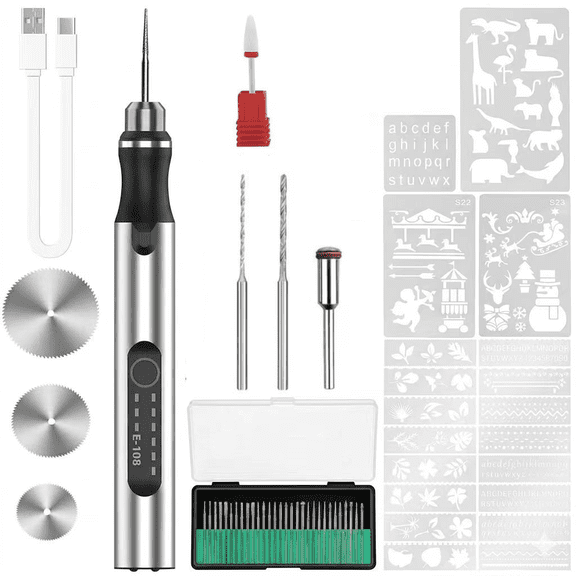Electric Engraving Pen with 37 Bits, USB Rechargeable Cordless Engraving Machine, Portable DIY Rotary Engraver for Jewelry Wood Glass Stone Carving