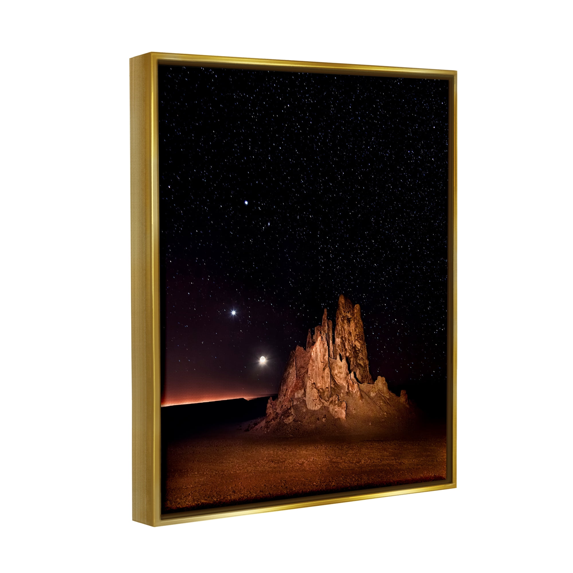 Stupell Industries Starry Night Sky Photography Nature Photography Gold Floater Framed Art Print Wall Art, 25 x 31
