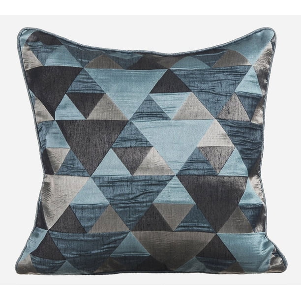 Fundas de cojín para sofá, fundas de almohada decorativas de 50 x 50 cm (20 x 20 pulgadas) en azul, fundas de almohada de seda, fundas de almohada hechas a mano, funda de almohada geométrica moderna