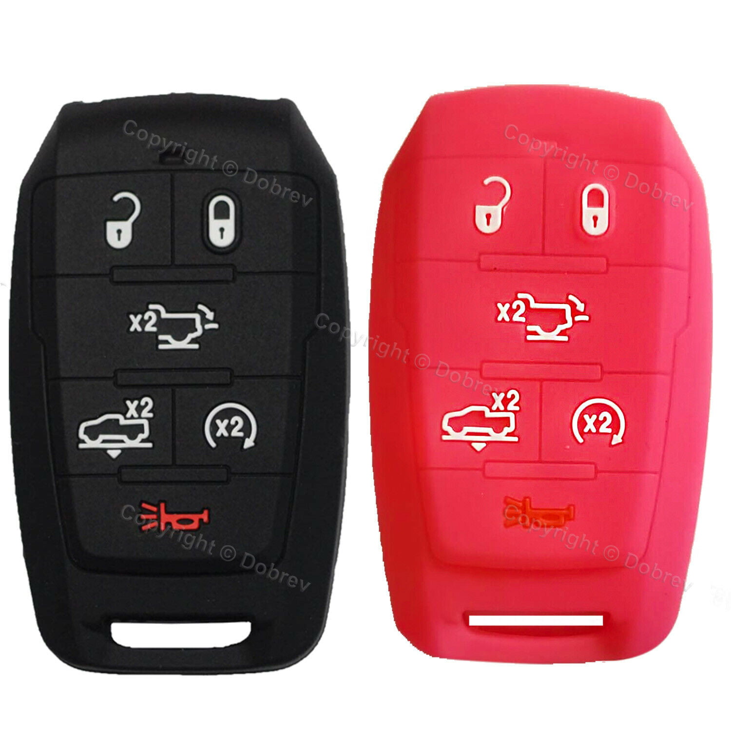 Silicone Key Fob Cover Case Protector Fit for 2019-2020 RAM 1500 4 Buttons Keyless Entry Remote Control Car Key Fob Skin Jacket Holder 1 Black + 1 Blue 