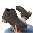 thumbnail image 5 of SKIYLEVZ Ankle Boots for Women Winter Boots Side Zip Chunky Booties Slip On Comfortable Casual Dressy Boots Faux Suede Ankle Boots Wide Width Available, 5 of 9