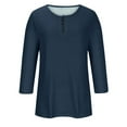 thumbnail image 4 of Htigea Womens 3/4 Long Sleeve Shirts Casual Crew Neck Henley Shirt Loose Tunic Tops Soft Cozy Pullovers Dark Blue S, 4 of 5