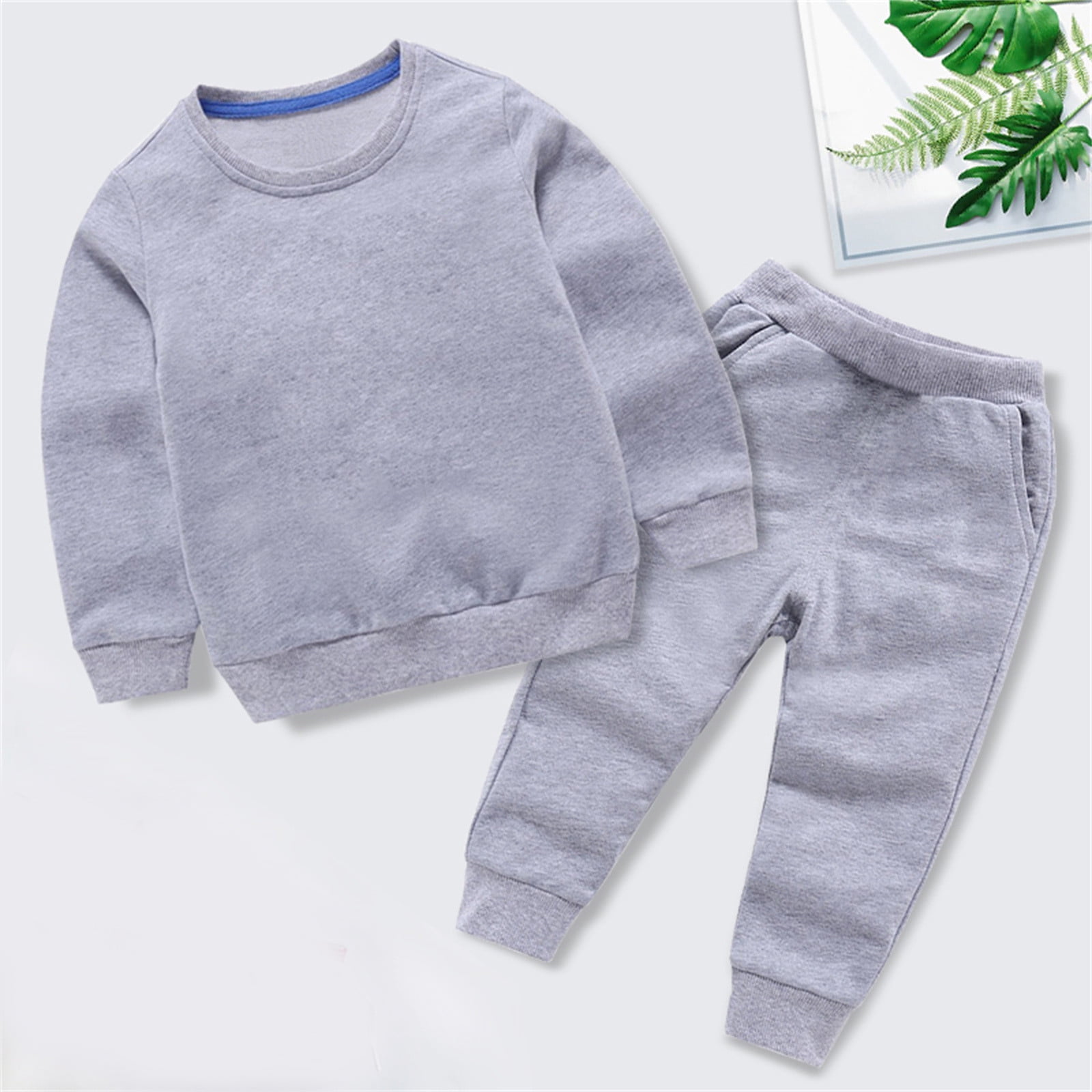 Kid Boy/Kid Girl Face Emojis Print Pullover Sweatshirt and Solid Color Elasticized Pants Set
