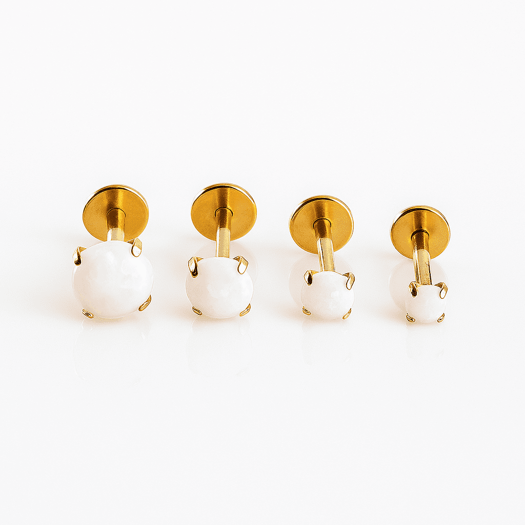 3 Pairs Surgical Steel Tiny Opal Flat Back Labret Stud Earrings Set, Tragus, Helix, cartilage, helix, medusa, Ashley, Nose piercing  2-6mm