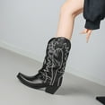 thumbnail image 5 of Mostsola Fold Over Cowboy Boots for Women Mid Calf Square Toe Chunky Heel Slouchy Suede Boots, 5 of 5