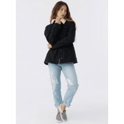 NEW Hang Ten Women's Utility Fleece lined Jacket Plush Collar Black Size L