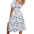 thumbnail image 4 of PENGXIANG Femmes Volant Manches Courtes Col Carré Boho Floral Midi Robe Fluide une Ligne Longue Robe, 4 of 7