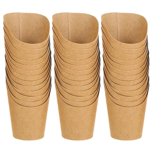 50 conos desechables de papel kraft para papas fritas, vasos de helado para llevar de 12 oz, bandejas de comida rápida resistentes a la grasa, soportes de papel para gofres para fiestas de bodas