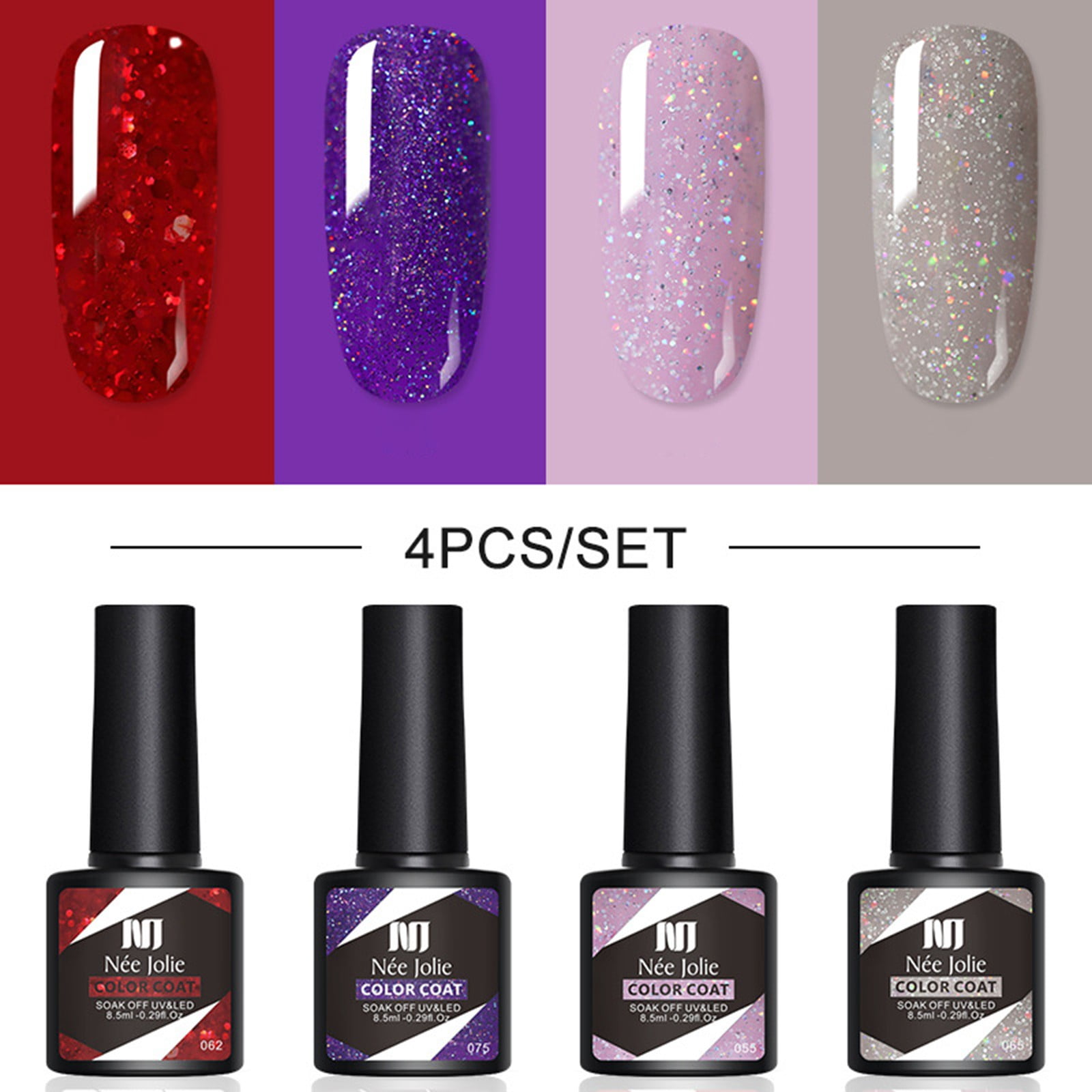 zttd gel nail polish set, 4 pcs gel polish off gel nail kit , soaks off led lamp gel nail polish