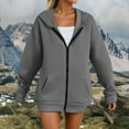 thumbnail image 4 of felwors Women's Zip Up Hoodies 2025 Oversized Sweatshirts Fashion Fall Hoodies Outfits with Pockets Long Sleeve Hooded Grey, XXL, 4 of 8