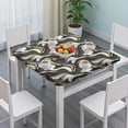 thumbnail image 3 of Black White Gold Marble Pattern Square Fitted Tablecloth with Elastic Edge,Square Table Cover,Washable Elastic Table Cover for Home Kitchen Party Decor 34"x34", 3 of 6