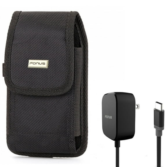 For Moto G Stylus 5G (2023) Fast Home Charger w Case Belt Clip Combo - 15W 5ft Long Type-C Turbo Charge, Swivel Holster Rugged Cover for Motorola Moto G Stylus 5G (2023) Phone