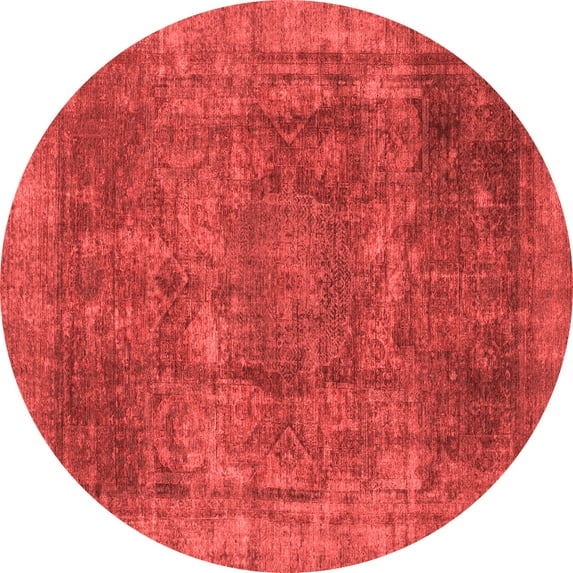 Ahgly Company Machine Washable Indoor Round Oriental Red Modern Area Rugs, 8' Round