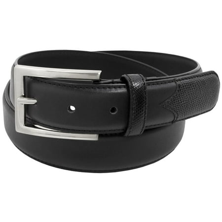 Accumold Belt Keeper - Stacy Adams Belts Stacy Adams 32mm Black Geniune Leather Belt w/Lizard Embossed Accent On Tip and Keeper