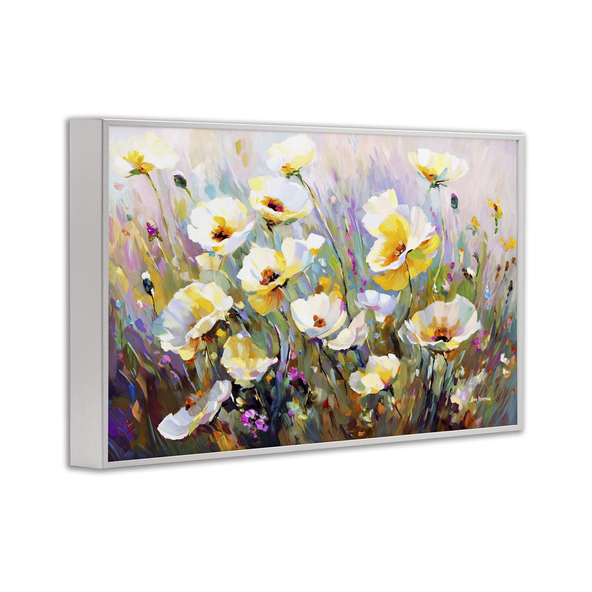 Stupell Industries Sunlit Petals Embrace Botanical & Floral Painting White Framed Art Print Wall Art, 18 x 12