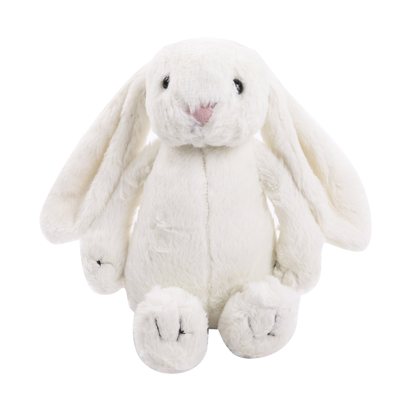 Stuffed White Easter Lamb w/ Cross Shaped Card & White Bunny Set w/BLUE Nose 