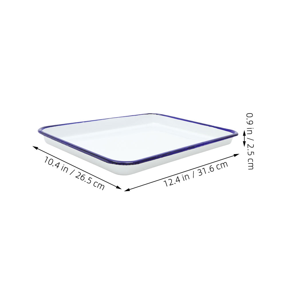 BESTYASH Rectangular Baking Tray Enamel Roasting Baking Tray White Heat Transfer 1Set