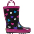 thumbnail image 2 of Rainbow Daze Kids Rain Boots "Rainin' Hearts" Heart Pattern, Waterproof, Rubber, Black Pink, Size 9/10, 2 of 5