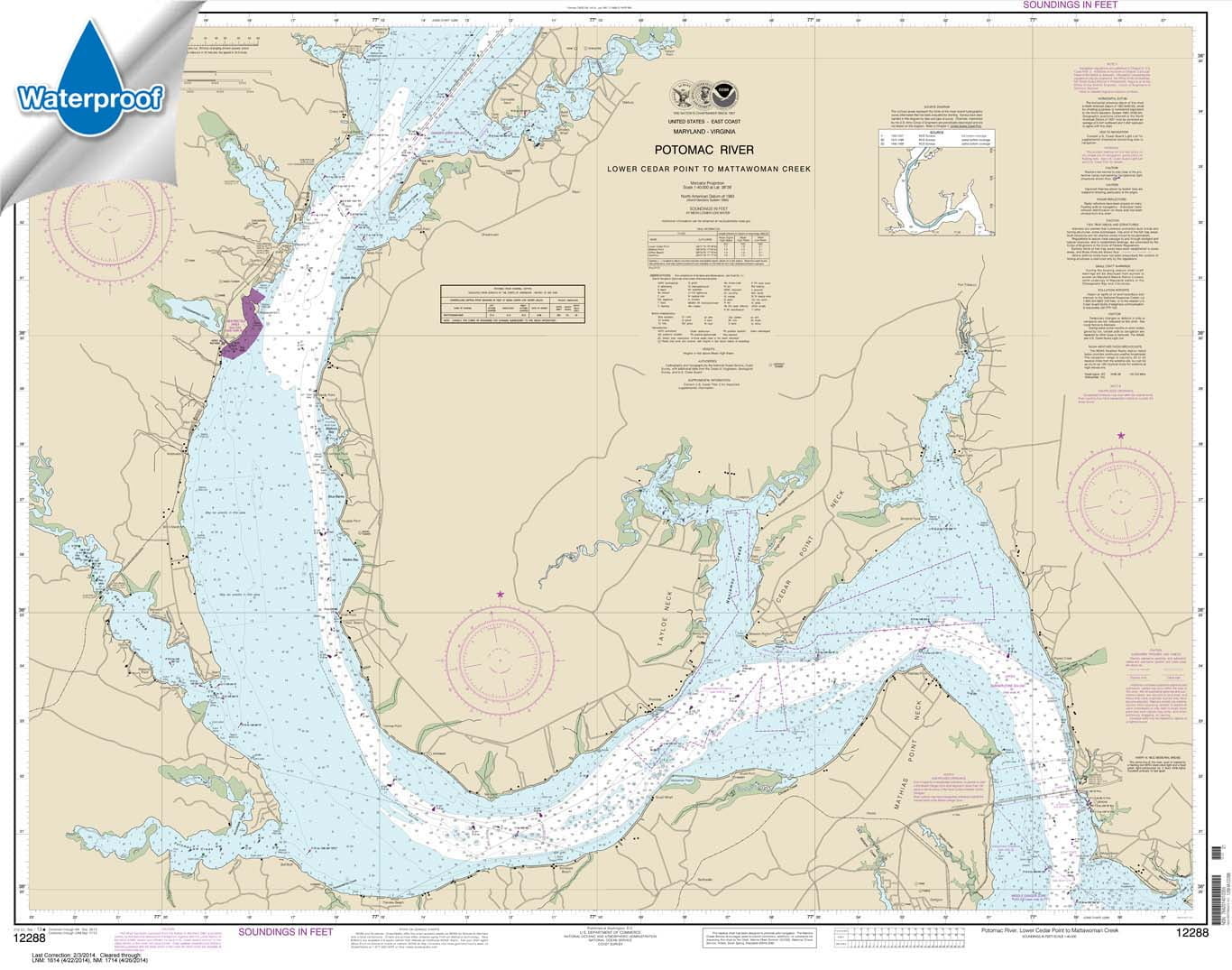 NOAA Chart 12288 Potomac River Lower Cedar Point To Mattawoman Creek 