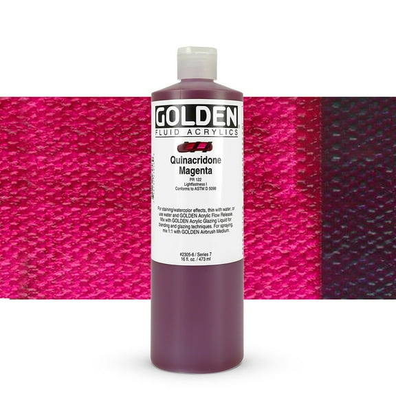 Golden Fluid Acrylic Paint, 16 oz, Quinacridone Magenta