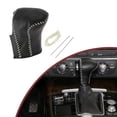 thumbnail image 1 of Cubierta de pomo de cambio antideslizante Unique Bargains, protector de manija de cambio para Audi A7 2012-2015, cuero sintético negro y beige, 1 of 7
