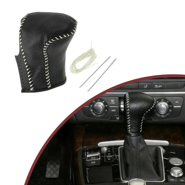 Cubierta de pomo de cambio antideslizante Unique Bargains, protector de manija de cambio para Audi A7 2012-2015, cuero sintético negro y beige