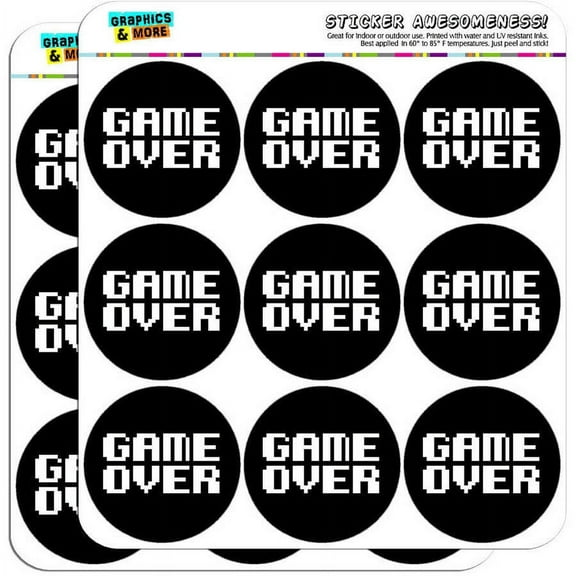 Game Over Gamer Pixel Font Geek 18 2" Planner Calendar Scrapbooking Crafting Stickers