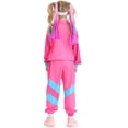 thumbnail image 4 of Grblisyd 80s Outfit for Kids Retro 90s Tracksuit Disco Boys Girls Hip Hop Dance Clothes Unisex Patchwork Jacket Pants Sportswear, 4 of 6