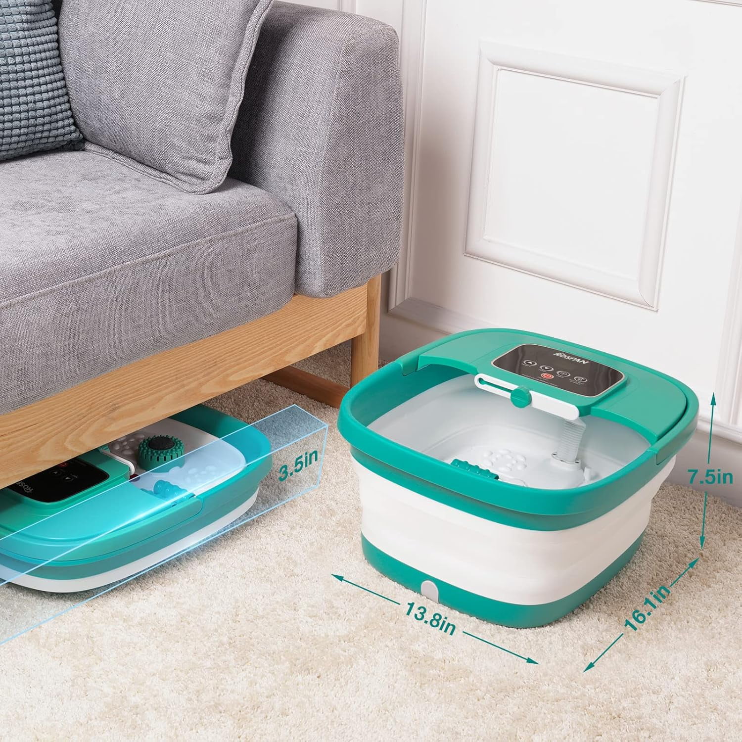 Collapsible Foot Spa with Heat, Bubble, Red Light, and Temperature Control for Relaxation