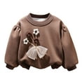 thumbnail image 2 of Jinhomg Toddler Girls Warm Sweatshirt Soft Cozy Thin Fleece Lined Winter Tops Comfort Long Sleeve Tees with Floral Design Coffee 110, 2 of 7