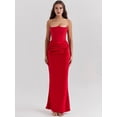 thumbnail image 5 of Women'S Bodycon Dress with A Cinched Waist Strapless Design Off-the-Shoulder Style with Boning Red XS, 5 of 9