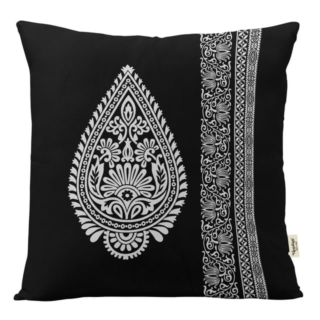 Vargottam Square Pillow Cover - Decorative Pillow Covers24x24 Inches,PrintedWhite & BlackThemePillowcase, DecorativeSquareCushionCovers