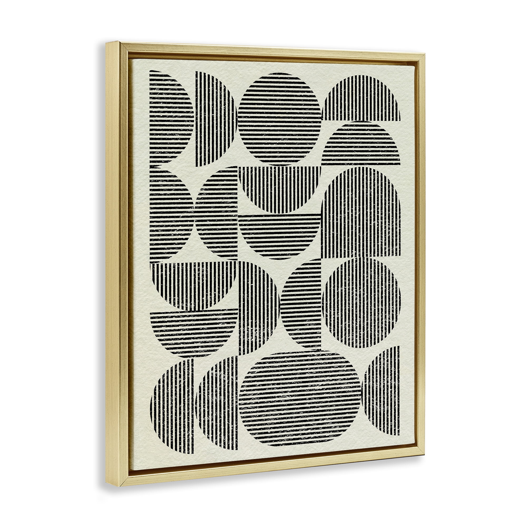 Stupell Industries Modern Arch Shapes Abstract Painting Gold Floater Framed Canvas Art Print Wall Art, 25 x 31