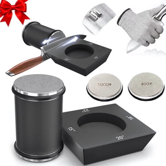 MYVIT Rolling Knife Sharpener System Kit,4-Angle Tumbler Double Diamond 400 1000 Discs Sharpening Stone for Kitchen Knives