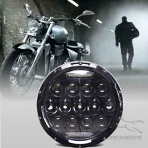 7"Inch Black Halo Angel Eyes LED Headlight For Harley Sportster 1200 883 Street 500 750 5-3/4" Projector Round Headlamp