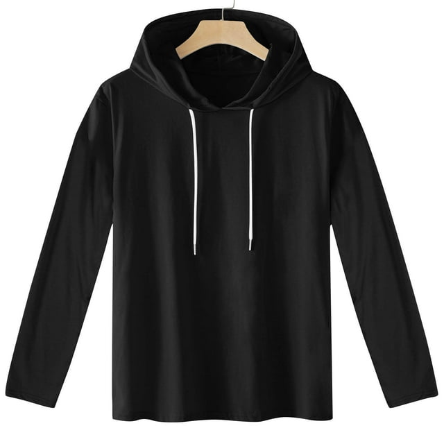 AherBiu Hoodies for Men Drawstring Stretch Lightweight Quick Drying Workout Sweatshirts Fall Winter Solid Color Hoodie