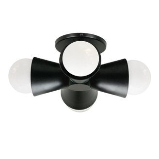 Quoizel Ludlow 3-Light Flush Mount Ceiling Fixture - Earth Black Finish, Clear Beveled Glass, Modern Lighting