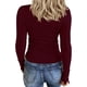 thumbnail image 2 of Camisetas Henley de manga larga para mujer, camisetas ajustadas con botones y cuello redondo, camisas de punto acanalado, 2 of 3
