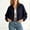 Navy, variant on Gamivast Cropped Zip Up Jacket for Women Long Sleeve Lapel Collar Casual Bomber Coat Lightweight Elastic Hem Windbreaker Fall Spring Fashion Outerwear Y2K Clothes Coffee XL