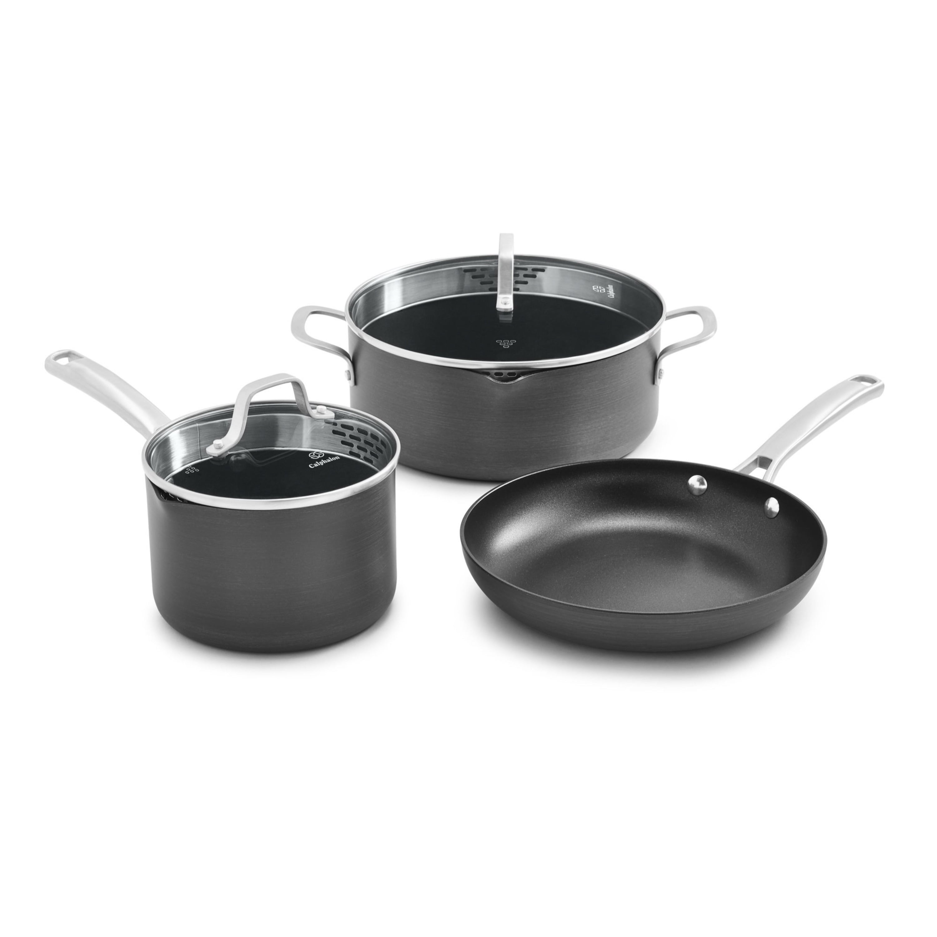 Calphalon Classic Durable Nonstick Measure Pour /& Strain 10 pc Cookware Set Grey
