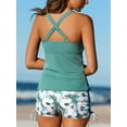 thumbnail image 4 of Summer Mae Tankini Swimsuits for Women Bathing Suits Top Ruched Two Piece Tummy Control Round Neck with V-Wire Swim Suits, 4 of 6