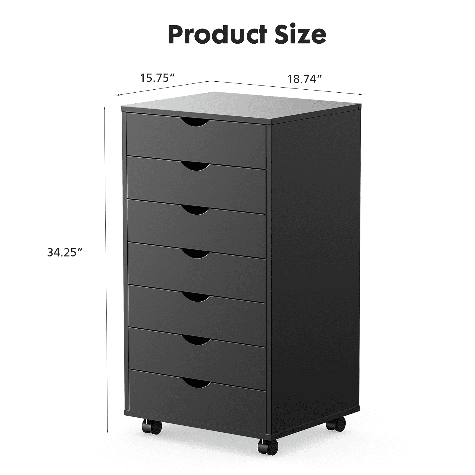 MAYEERTY 7-Drawer Mobile File Cabinet, Storage Cabinet Dressers with Wheels Mobile Organizer Drawers for Office, Bedroom, Home