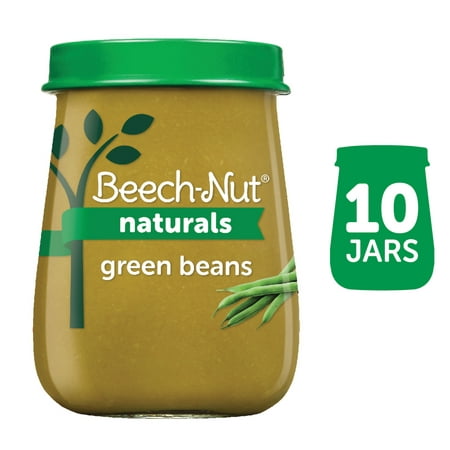 Beech-Nut Naturals Stage 1 Baby Food, Green Beans, 4 oz Jar, 10 Pack