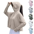 thumbnail image 3 of Lovskoo Women's UPF 50+ Sun Protection Shirts Hoodie Quick Dry Long Sleeve Thumb Holes Jackets with Pockets Face Mask Hiking Outdoor White, 3 of 3