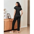 thumbnail image 5 of Ekouaer 2-Pack Womens Pajama Sets Soft Short Sleeve Sleepwear with Long Pants & Pockets Printed Lounge Set, 5 of 6