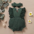 thumbnail image 4 of GYRATEDREAM Newborn Baby Girl Clothes Infant Romper Ruffle Sleeve Jumpsuit Bodysuit 6-12 Months, 4 of 8